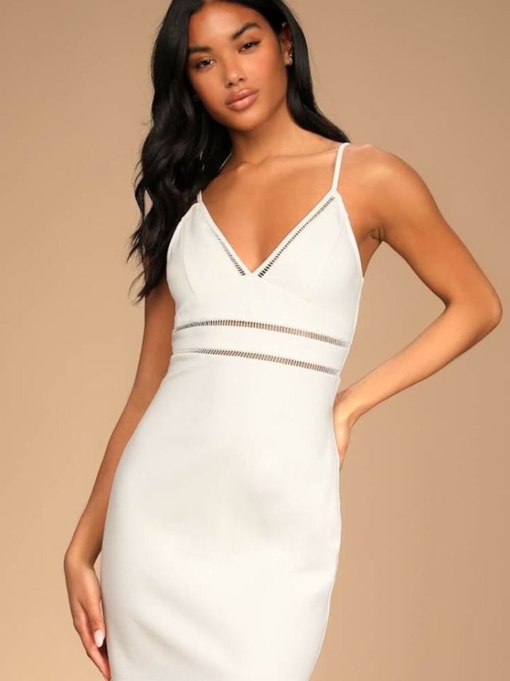 Lulus Medium Cocktails and Confidence White Crochet Bodycon Mini Dress